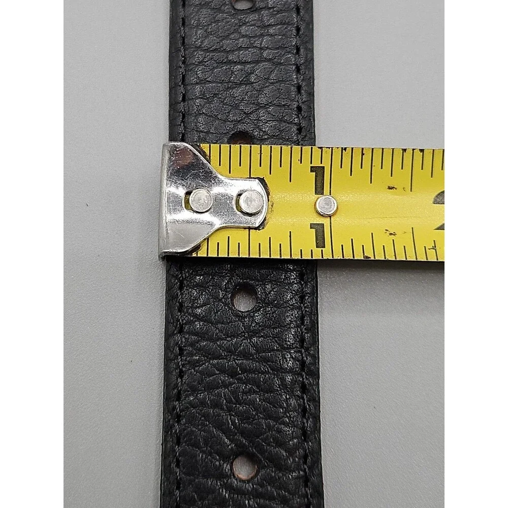 Hand Crafted Shrunken Bull Black Crescent Leather Belt 35 USA Made 1-1/4
